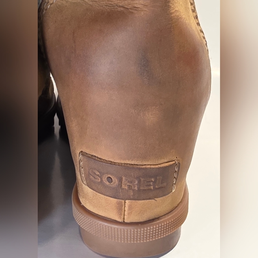 Sorel Women's 10 PDX Lace up Hidden Wedge Heel Lexie Elk Tan Brown Grey  Boots - Picture 11 of 13